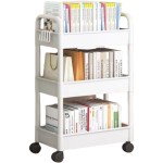 Compact three-tier rolling trolley, three-tier portable storage rack, suitable for bathroom wardrobe storage, white finish.